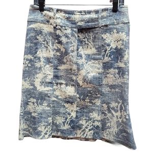 Nanette Lepore Blue Toile Panel Tulip Tree skirt